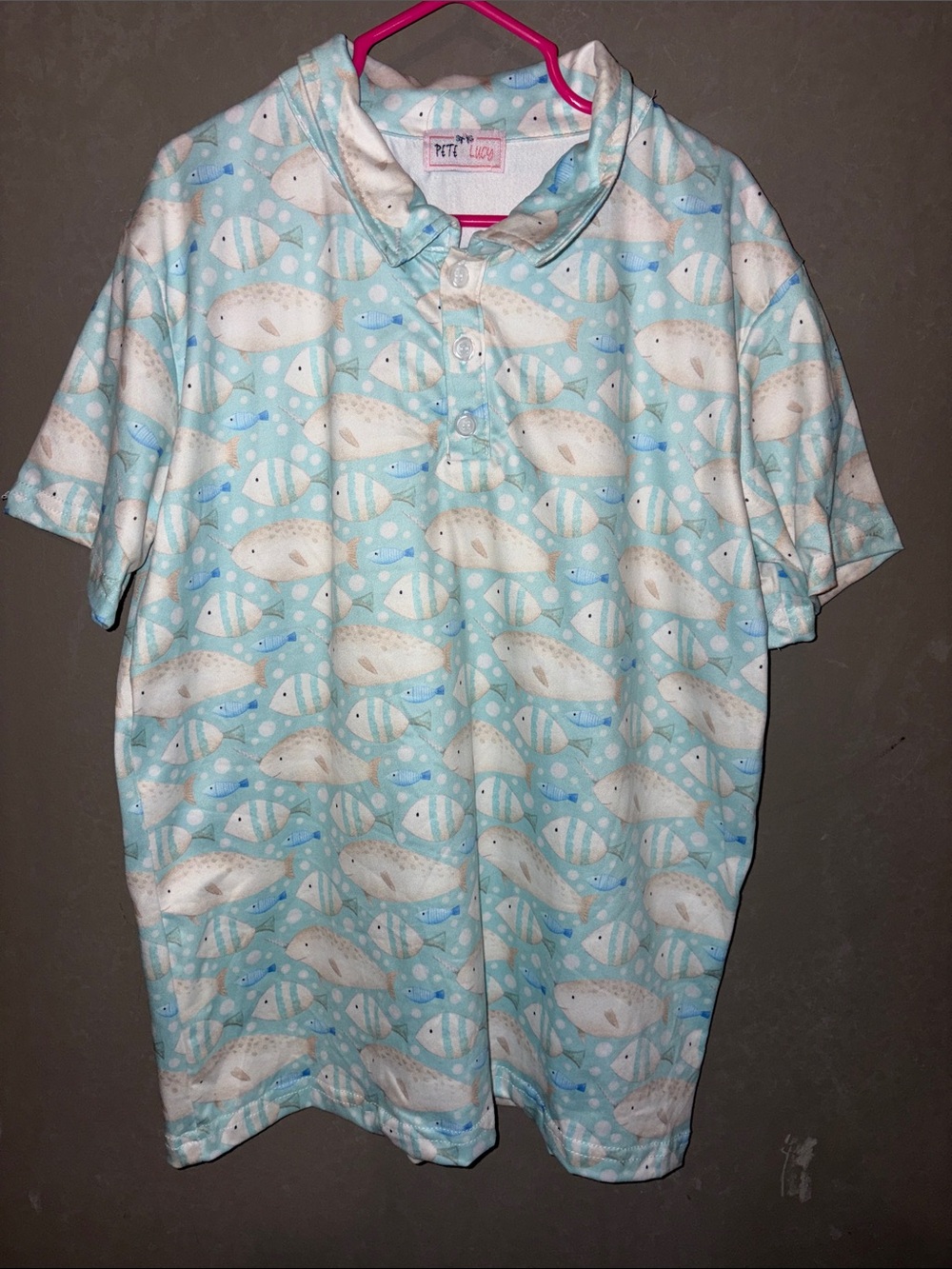 Pete & Lucy Fish Print Polo Top